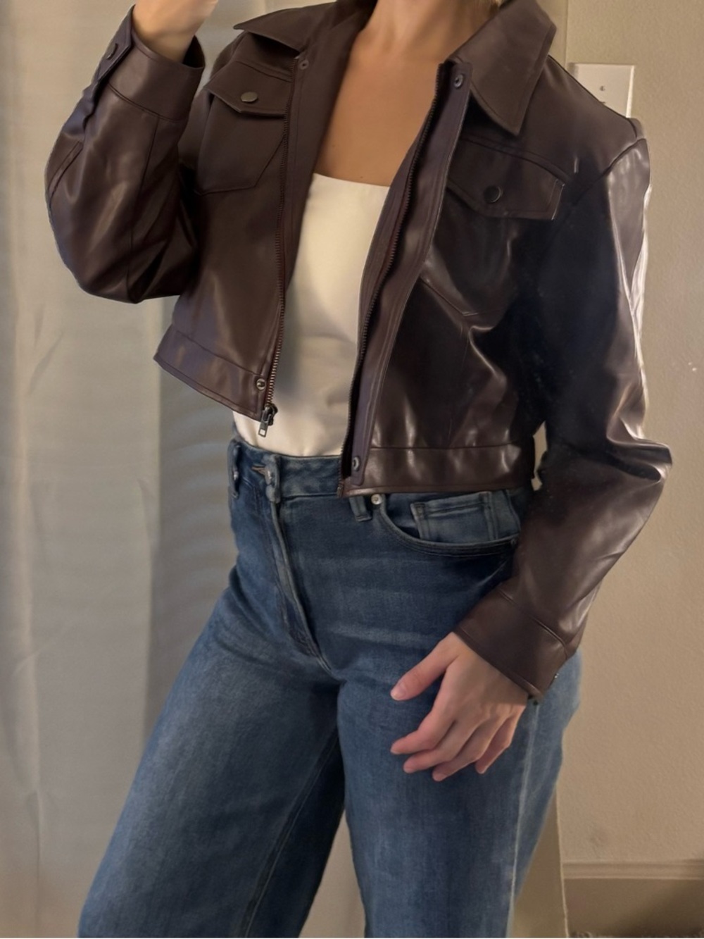 Cropped Dark Red Jacket - Women
